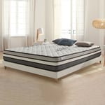 Cosmos - Matelas Solar 160x200 cm - Hybrid - Ressorts ensachés+Latex+Mousse Viscoélastique hr adaptative - Soutien mi-ferme 7 zones - Épais 24 cm