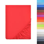 NatureMark - Drap Housse en Microfibre à Prix réduit ! Beaucoup de Tailles et de Couleurs (120x200 cm, Rouge)