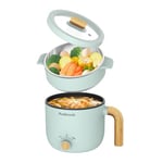 Audecook Hot Pot électrique avec Cuiseur à Vapeur, 1.5L Portable PoêLe Multifonction, Parfait Pour Nouilles/PâTes/œUfs/Soupe/Steak(Vert)