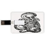 4G USB Flash Drives Credit Card Shape Tiger Memory Stick Bank Card Style Style Scene of Two Animals Fighting Long Snake with Sublime Large Cat Battle,Black White Waterproof Pen Thumb Lovely Jump Dri