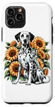 Coque pour iPhone 11 Pro Sunflowers Dalmatian Dalmatians Dal Dally Dog