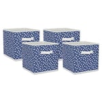 DII Lot de 4 paniers pliables en tissu non tissé Motif à pois Bleu et blanc 27,9 x 27,9 x 27,9 cm