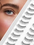 Eyelashes Natural Cat Eye Lashes False Eyelashes Wispy Lashes C Curl Flared Eye Lashes Pack Cat Eyelashes Soft Strip Lashes 12mm Lash Strips Siligli 10 Pair