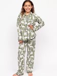 Minijammies Kids' Cotton Blend Dog Print Pyjama Set, Sage/Multi