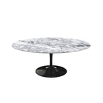 Knoll - Saarinen Oval Table - Soffbord, Svart underrede, skiva i matt vit Arabescato marmor - Soffbord - Eero Saarinen - Svart - Metall/Sten