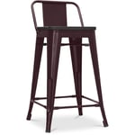 Tabouret de bar design industriel avec dossier - Bois et acier - 60 cm - Stylix Bronze