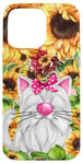 Coque pour iPhone 15 Pro Max White Kitten Graphic For Sunflower Lover And Pink Cat Mom