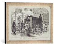 'Image encadrée de English School "Prison Van Taking Up Prisonniers at the House of Detention, from' The Criminal Prisons of London and Scene of Prison Life 'by Hen, d'art dans le cadre de haute qualité Photos fait main, 40 x 30 cm, argent Raya