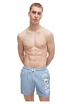 BOSS Mens Octopus Vertical-logo-print swim shorts in quick-dry poplin