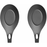 Ensoleille - Repose-cuillère en silicone Porte-cuillère de cuisine Porte-cuillère Lot de 2 (couleur : noir)