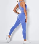 Taille Haute Slim Pants Yoga,Combinaison de Yoga Sexy en Tricot Qui évacue l'humidité-Lake Blue_L #,Doux Collants de Compression pour