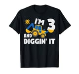 Three 3rd Birthday Boy Digger Boy Construction 3 Years Old T-Shirt