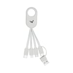 W Wonder Full Power - Cable 4 en 1 USB-A ou USB-C vers USB-C/Lightning/Micro-USB - 14cm - Blanc