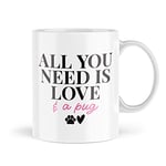 Tongue in Peach Pet Owner Mugs | All You Need is Love and A Pug Mug | Novelty Mug Tea Coffee Friend Puppy Cat Fur Baby Grandma Mum Daughter Best | MBH2089