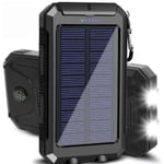 Power Bank Solar Charger New Powerbank Med Solceller - 20.000 Mah Svart