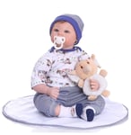 55CM Nouveau-né Bebe Realitic Reborn bébé poupée réaliste Silicone Souple réel Toucher pondéré Corps enraciné Cheveux pour Enfant de 3 Ans et Plus Jouets