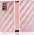 Compatible Avec Coque Samsung Galaxy Z Fold 2, Mince Flip Fibre De Carbone [Test De Chute] Antichoc Stand Fente Avec Carte, Protecteur D'écran En Verre Trempé*2-Or Rose