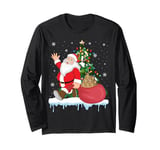 Santa Ugly Christmas Tree Lights Coyote Animal Long Sleeve T-Shirt