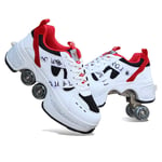 HANHJ Adjustable Quad Roller Skates, Unisex Safe And Durable Inline Skates 2-In-1 Multi-Purpose Casual Skates,For Beginner,A-43