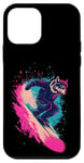 Coque pour iPhone 12 mini Animaux en snowboard- Le loup sur un snowboard