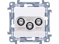 Kontakt-Simon Simon 10 Antennanslutning Rtv-Data-Sat. 1Xwe 52400 Mhz 3Xwy /F/ (Rtv:88900 Mhz) (Data: 5900 Mhz)( Sat: 9502400 Mhz) Vit Cadsatf.01/11