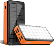 Solar Charger Power Bank 26800Mah Battery Pack Flashlight Output Input Ports