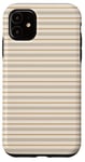 Coque pour iPhone 11 Beige Tan rayé Esthétique Girly Preppy Stripes