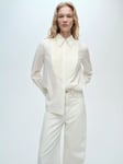 Mango Shelby Contrast Panel Fluid Shirt, Natural White