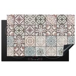 KitchenYeah© Protege Plaque Tapis Pour Induction 83x51 cm Décoration Cuisine Protection Vitrocéramique Pour Cuisiniere Mosaïque - Marron - Motif - Carreau - 83x51 cm