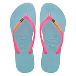 Havaianas, Women's, Slim Brasil Logo, Flip Flop, Blue Water, 4.5/5 UK