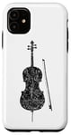 Coque pour iPhone 11 Cello et Archet (Noir Ancien) Violoncello