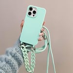 Rokmym Coque pour iPhone 11 Pro avec Cordon Collier pour Étui Colliers de cellulaire Corde Coque avec Bracelet Lanyard Antichoc en Souple Silicone TPU Bumper Coque pour iPhone 11 Pro, Vert Menthe