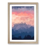 Big Box Art Swiss Mountain in Abstract Framed Wall Art Picture Print Ready to Hang, Oak A2 (62 x 45 cm)