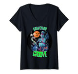 Womens Funny Zombie Snake Charmer Graveyard Groove Halloween V-Neck T-Shirt