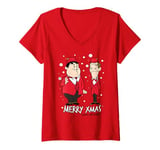 Womens Laurel & Hardy Christmas Comic MERRY XMAS V-Neck T-Shirt