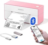 MUNBYN 129 Bluetooth Imprimante Etiquettes Thermiques, Imprimante d'étiquettes 4x6 sans fil, Imprimante de Bureau, pour l'expédition de colis, pour Etsy, Shopify, eBay, Amazon, Royal Mail, FedEx, Rose