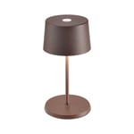 Zafferano, Lampe Olivia Mini, Lampe de Table Portable et Rechargeable avec Contrôle Tactile, Adaptée pour le Salon et l'Extérieur, Dimmer 2700-3000 K, Hauteur 22 cm, Couleur Corten