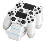 Snakebyte Ps4 Twin Charge 4 Blanc Station D Accueil Pour Playstation 4 Ps4 Slim Pro Dualshock 4 Controller Station D Accueil Pour 2 Manettes De Jeu Avec C Ble Usb Micro Indicateur De Charge Led