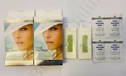 Face Wax Small Strips Kit - Enriched With Green Tea & Mint (24 Strips & 4 Wipes)