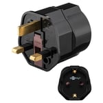 goobay Adaptateur secteur UK, noir, Prise de terre (type F, CEE 7/3) Prise UK 3 broches (type G, BS 1363) (45352)