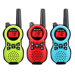 Retevis RT638 Talkie Walkie Enfants, Talkie Walkie 3 Pieces, Lampe de Poche 16 Canaux PMR446, Jouets Cadeaux Anniversaire pour Enfants, Talkies Walkies pour Famille (Vert &Rouge & Bleu)