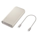 Samsung Battery Pack med 20.000 mAh Powerbank 45W och USB-C Kabel 30cm - Beige