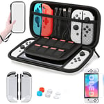 Étui Pour Switch Oled Kit Accessoires Pochette Avec Coque Pour Nintendo Switch Oled, Ecran Verre Trempé Et Poignées Couvre Pouce