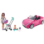Barbie Skipper Babysitters Inc. Playset with Skipper Babysitter Doll (Brunette) & Glam Convertible Sports, Toy Vehicle for Doll, Pink Car, DVX59 - Amazon Exclusive