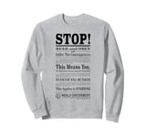 One Piece Stop Read And Obey World Government Poster Sweatshirt