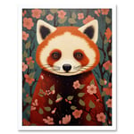 Red Panda Cute Tree Blossom Kids Bedroom Artwork Art Print Framed Poster Wall Decor 12x16 inch