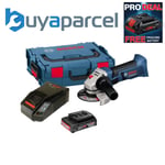 Bosch GWS18-125V-LI Pro 18v Cordless Angle Grinder + 1 x 2.0ah, Charger + L-BOXX