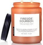 M&SENSE Bougie parfumée Bourbon au coin du feu Bougie à deux mèches de 550 g Brûlage de 110 heures Cire de soja naturelle et organique Décoration pour chambre