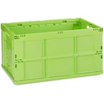 Relaxdays - Boîte pliable couvercle caisse de rangement plastique coffre transport 60 litres 31,5 x 58,5 x 40 cm, vert