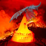 Dewdat - Lampes Dragon de Feu, Lampes Dragon Volcano Imprimées en 3D Veilleuse Lune avec Rechargeable par usb, Lampe de Bureau pour Chambre à Coucher